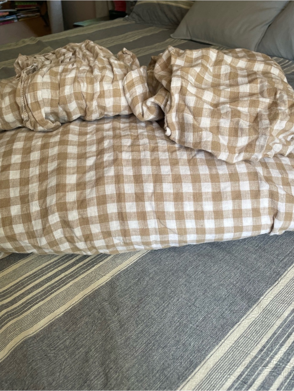 Quince king 100% linen duvet set gingham cottagecore